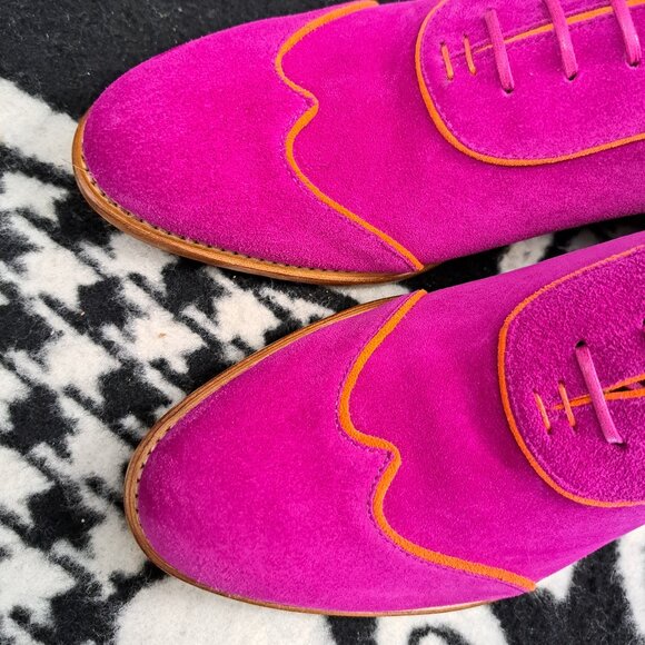 The Office of Angela Scott Mr Evans Wingtip Suede Loafer Oxford Fuchsia Size 10 - Picture 9 of 15